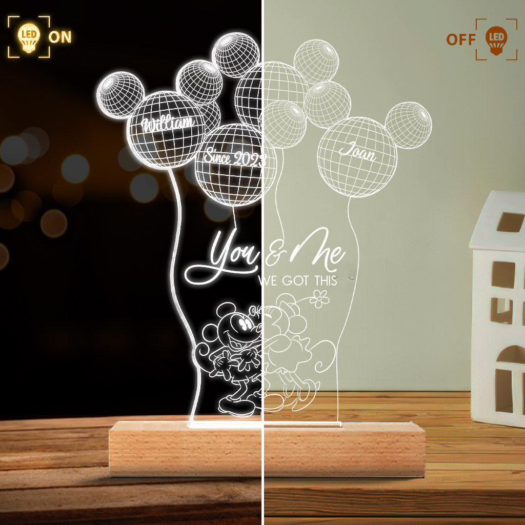 Personalized Couple Acrylic Mouse Shaped Plaque Light Base Gift Shaped Plaque Light Base GradoCreations