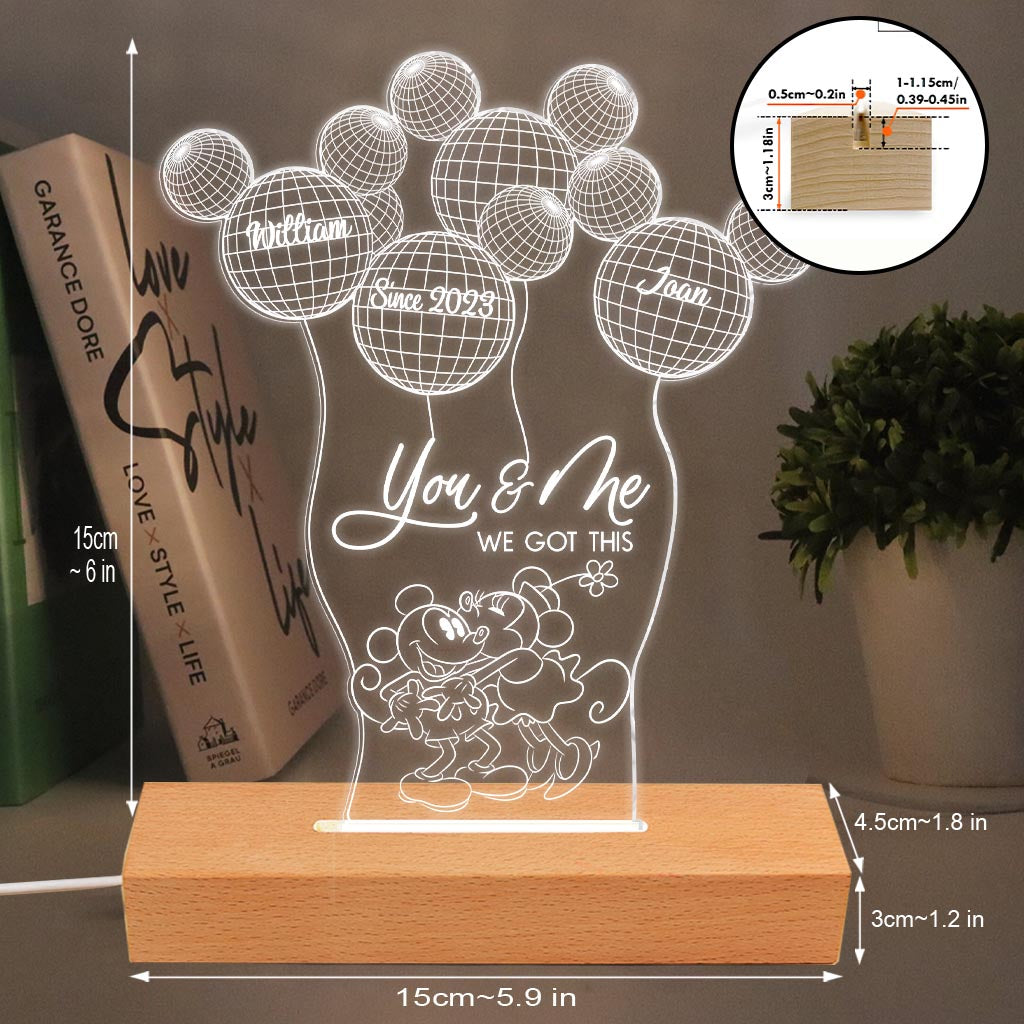 Personalized Couple Acrylic Mouse Shaped Plaque Light Base Gift Shaped Plaque Light Base GradoCreations