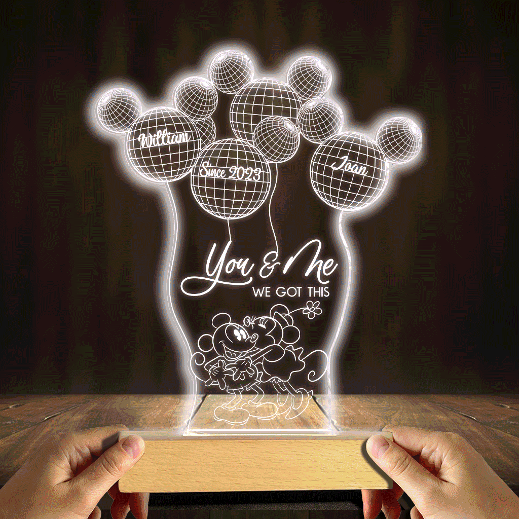 Personalized Couple Acrylic Mouse Shaped Plaque Light Base Gift Shaped Plaque Light Base GradoCreations