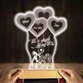 Personalized Couple Acrylic Plaque Light Base Heart Design Gift Shaped Plaque Light Base GradoCreations