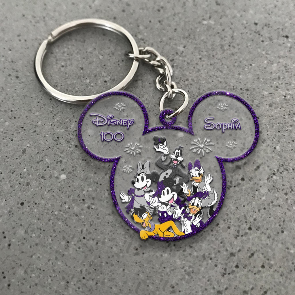 Personalized Disney 100 Keychain Custom Name Gift for Kids Keychain GradoCreations