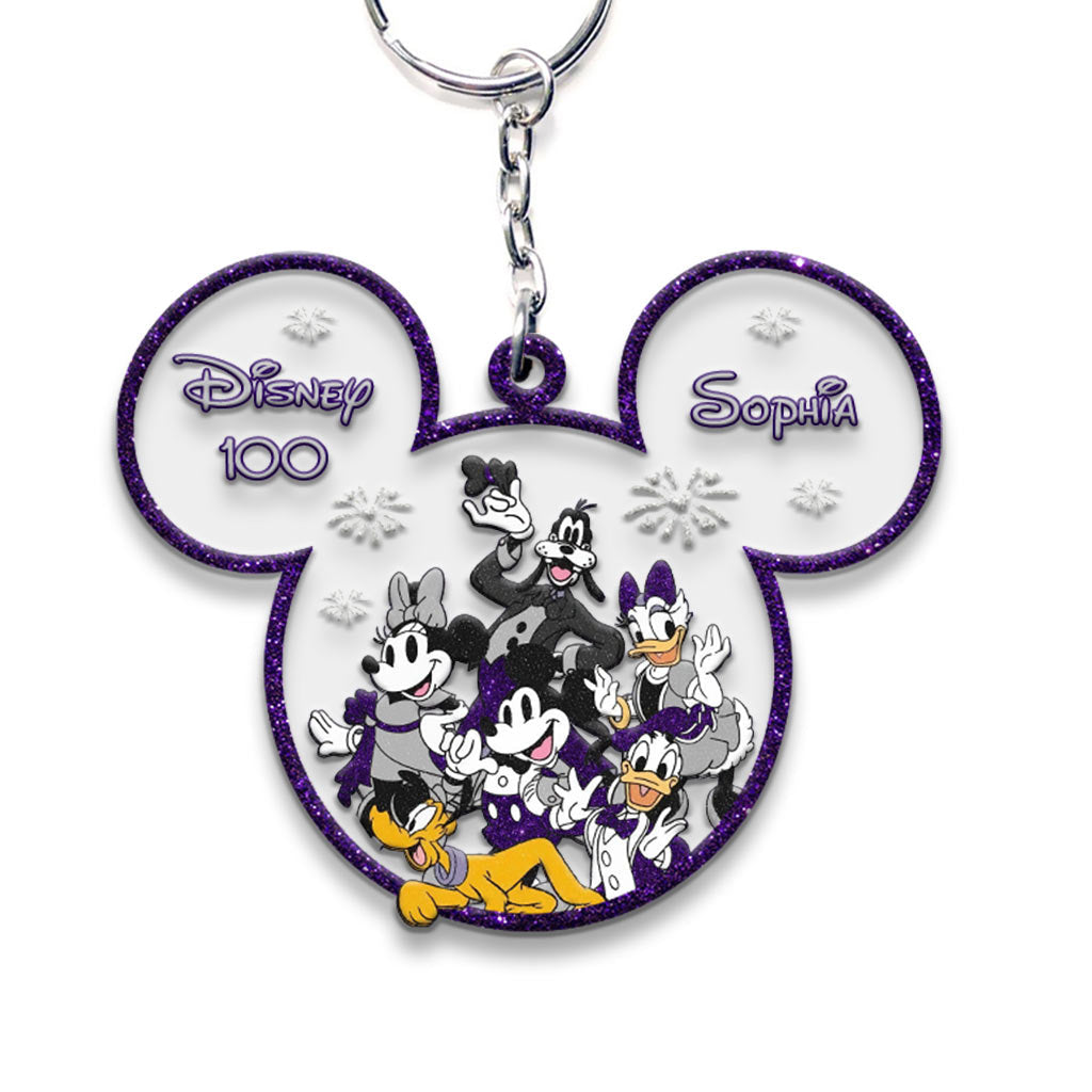 Personalized Disney 100 Keychain Custom Name Gift for Kids Keychain GradoCreations
