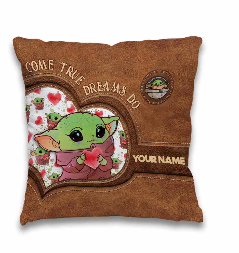 Personalized Leather Pattern Throw Pillow Custom Name Gift for Mom Throw Pillow GradoCreations