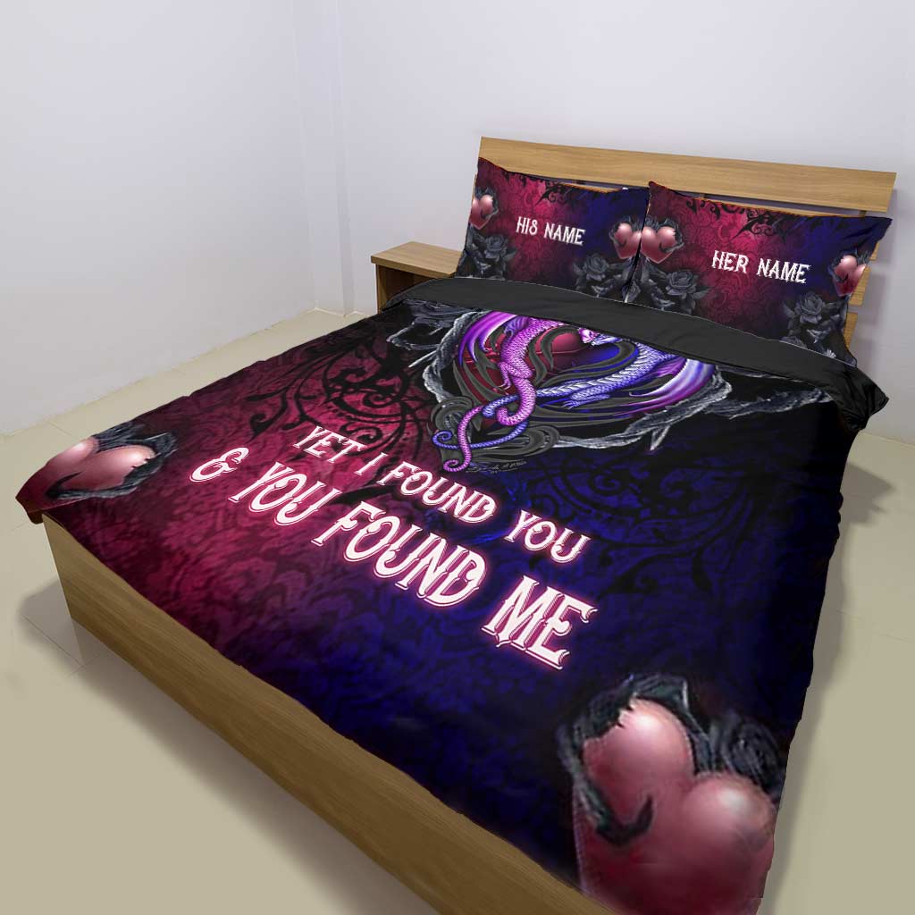Personalized Dragon Quilt Set Custom Names Romantic Gift Quilt Set GradoCreations