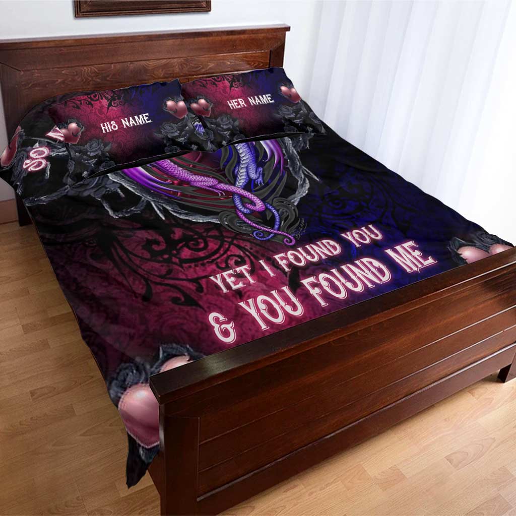 Personalized Dragon Quilt Set Custom Names Romantic Gift Quilt Set GradoCreations