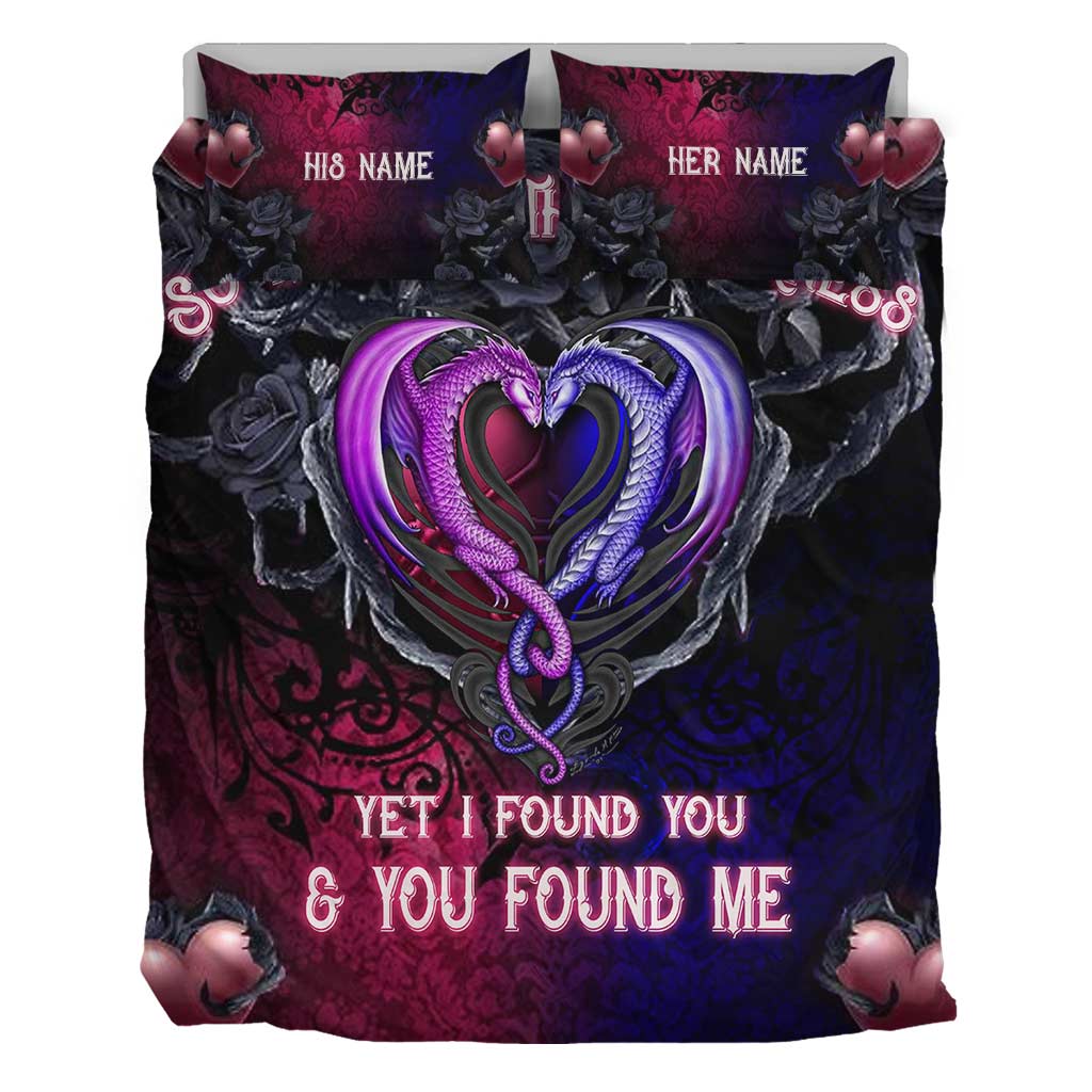 Personalized Dragon Quilt Set Custom Names Romantic Gift Quilt Set GradoCreations