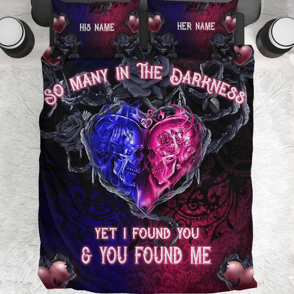 Personalized Skull Quilt Set Custom Name Unique Couple Gift Quilt Set GradoCreations