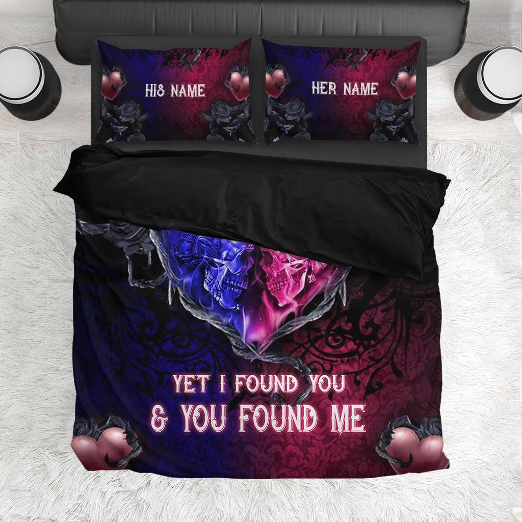 Personalized Skull Quilt Set Custom Name Unique Couple Gift Quilt Set GradoCreations