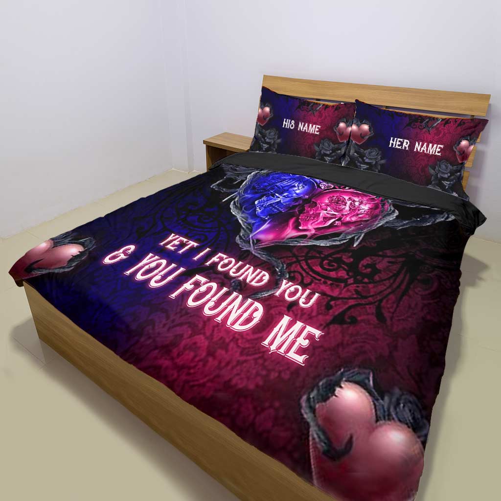 Personalized Skull Quilt Set Custom Name Unique Couple Gift Quilt Set GradoCreations