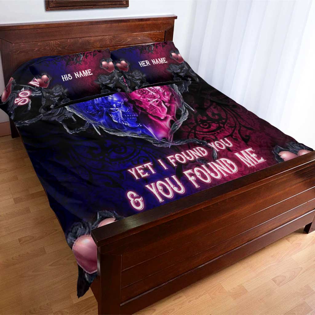Personalized Skull Quilt Set Custom Name Unique Couple Gift Quilt Set GradoCreations