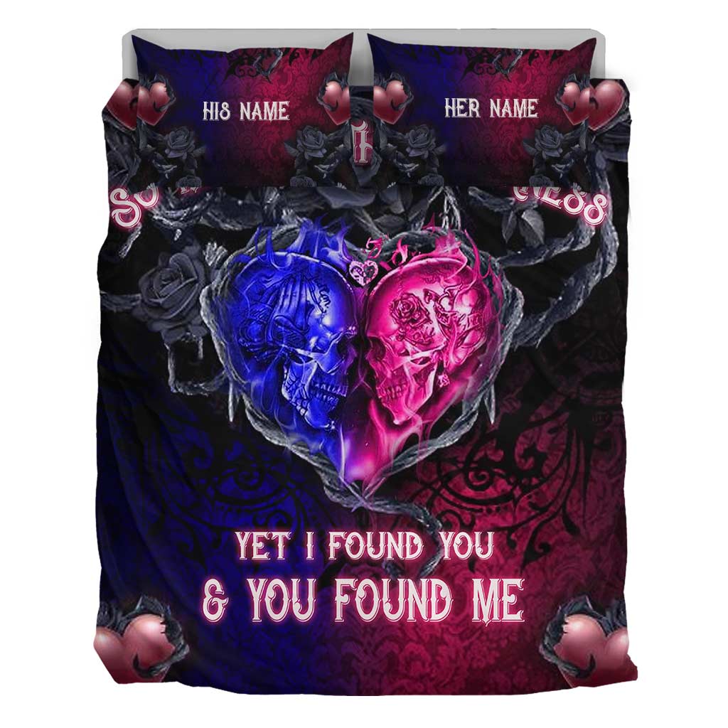Personalized Skull Quilt Set Custom Name Unique Couple Gift Quilt Set GradoCreations