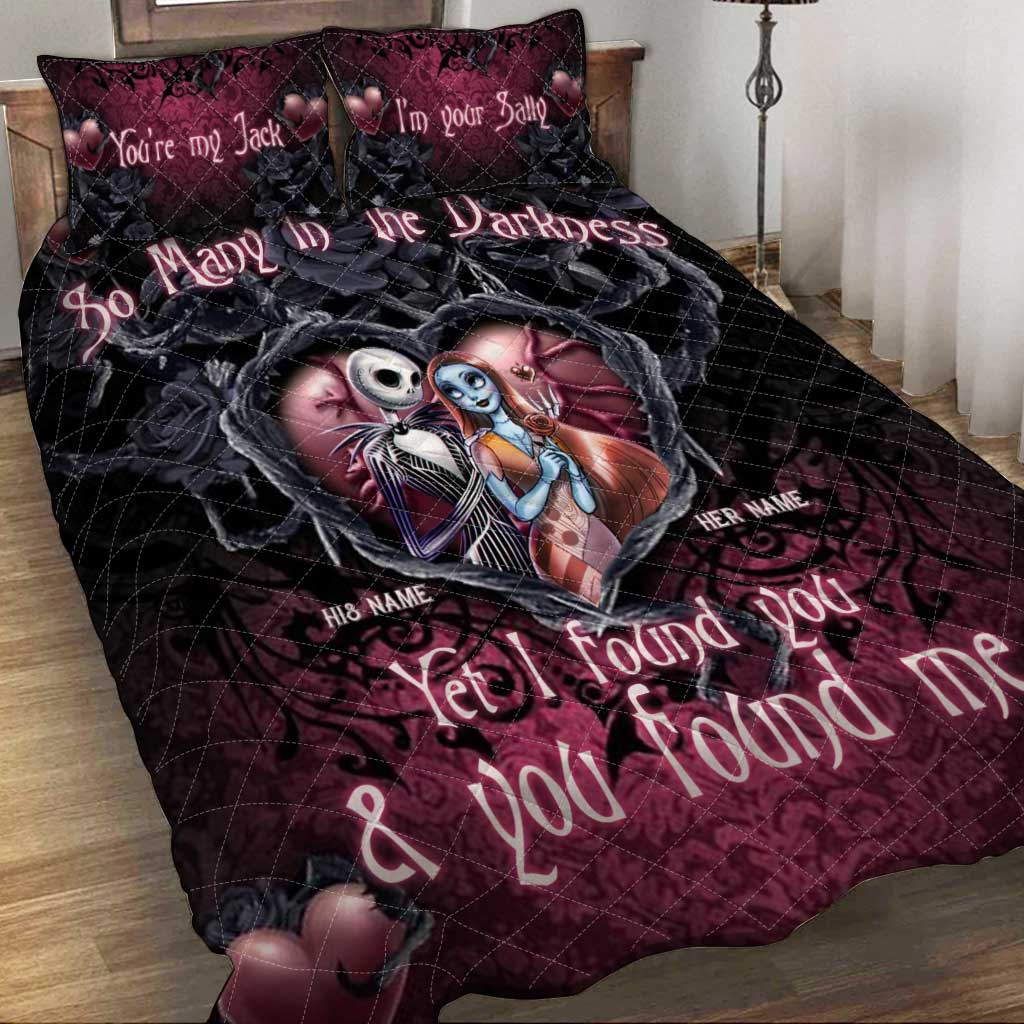 Personalized Nightmare Quilt Set with Custom Names for Halloween & Anniversary Quilt Set GradoCreations