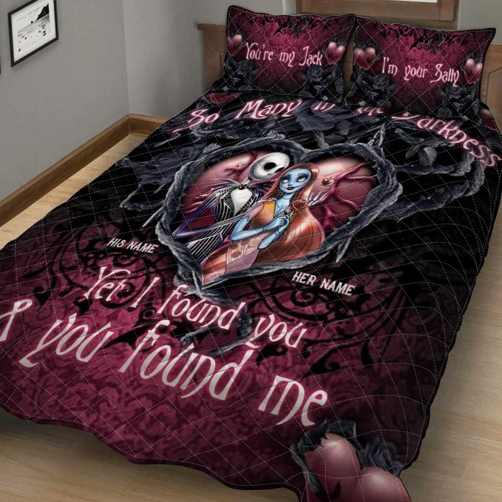 Personalized Nightmare Quilt Set with Custom Names for Halloween & Anniversary Quilt Set GradoCreations