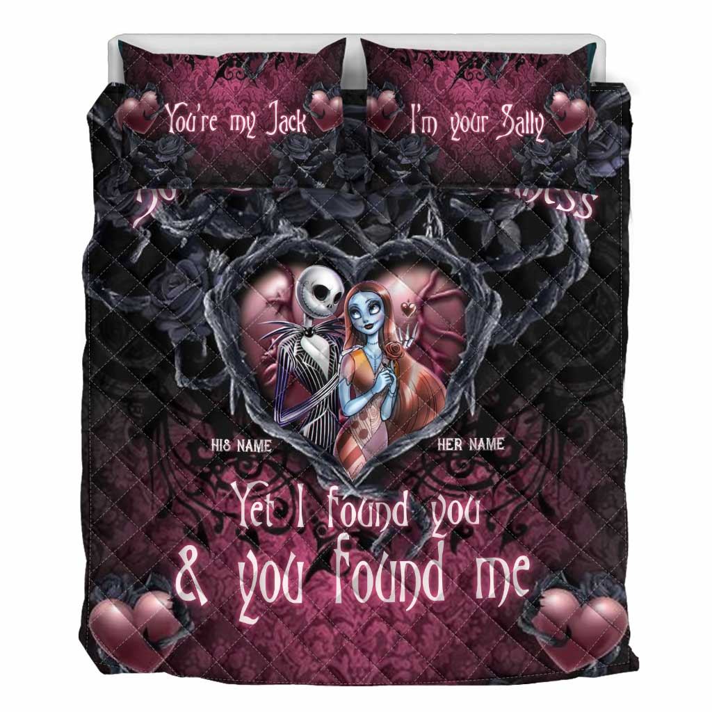 Personalized Nightmare Quilt Set with Custom Names for Halloween & Anniversary Quilt Set GradoCreations