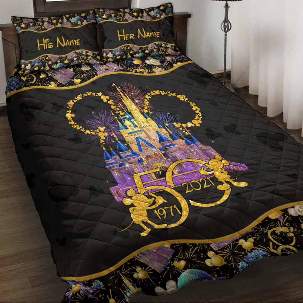 Personalized 50th Anniversary Mouse Quilt Set for Couples Quilt Set GradoCreations