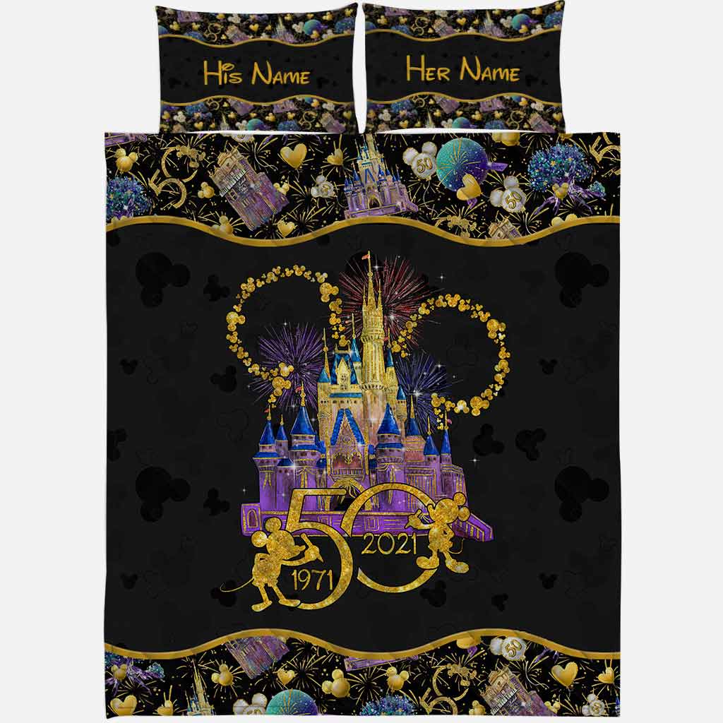 Personalized 50th Anniversary Mouse Quilt Set for Couples Quilt Set GradoCreations