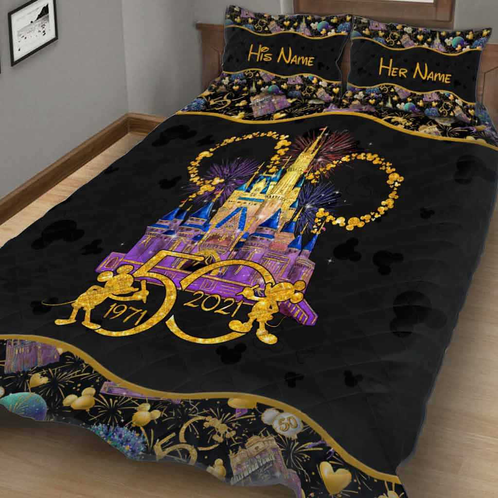 Personalized 50th Anniversary Mouse Quilt Set for Couples Quilt Set GradoCreations
