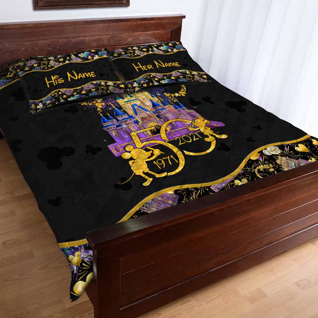 Personalized 50th Anniversary Mouse Quilt Set for Couples Quilt Set GradoCreations