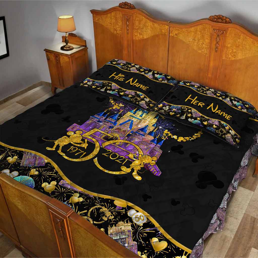 Personalized 50th Anniversary Mouse Quilt Set for Couples Quilt Set GradoCreations