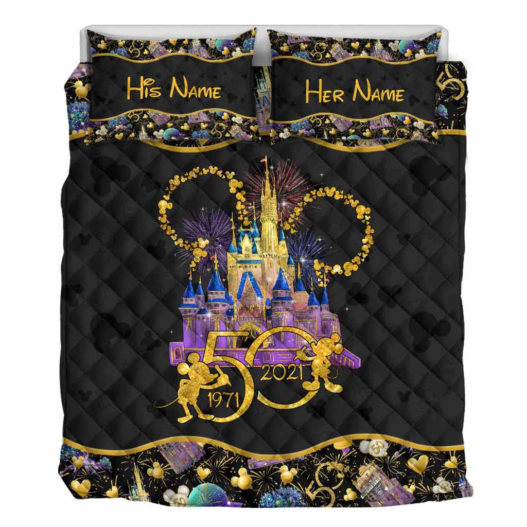 Personalized 50th Anniversary Mouse Quilt Set for Couples Quilt Set GradoCreations