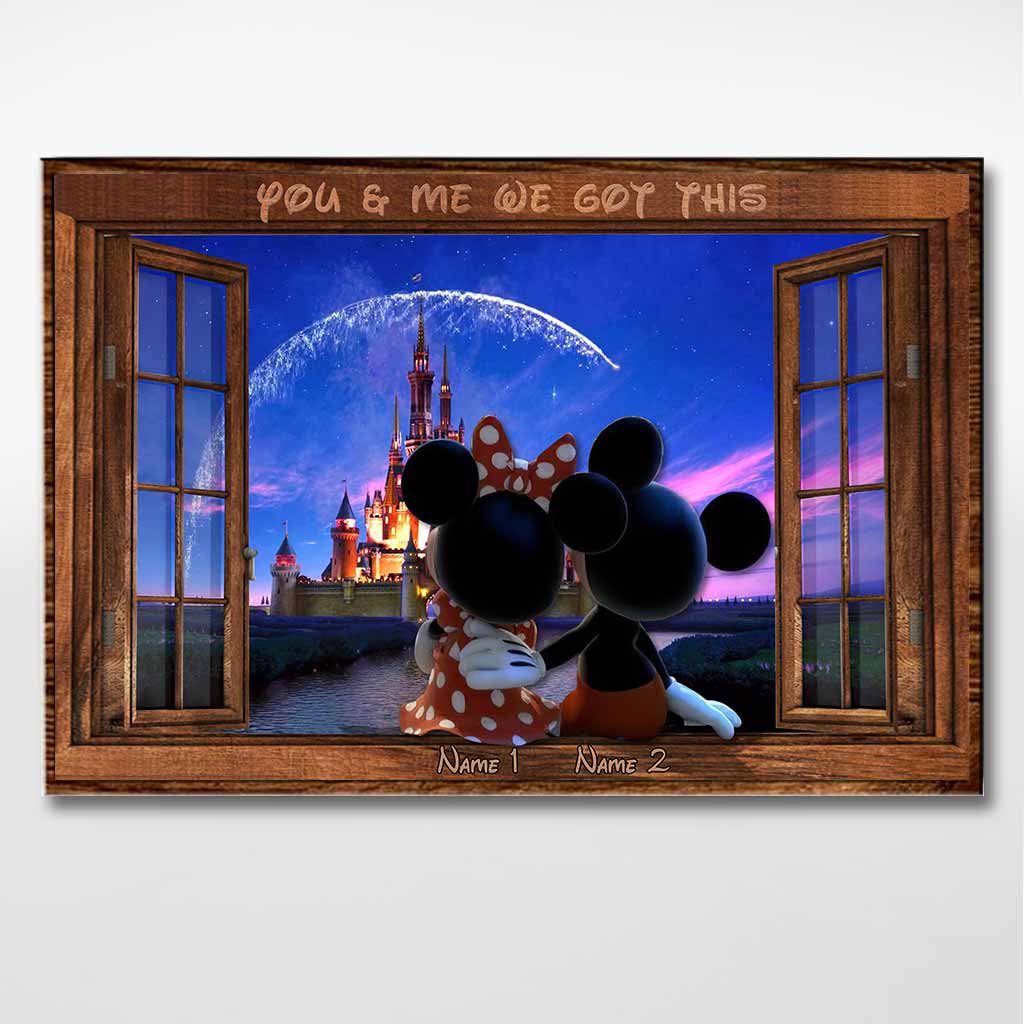 Personalized Mouse Poster Custom Names Gift for Couples Canvas and Poster GradoCreations
