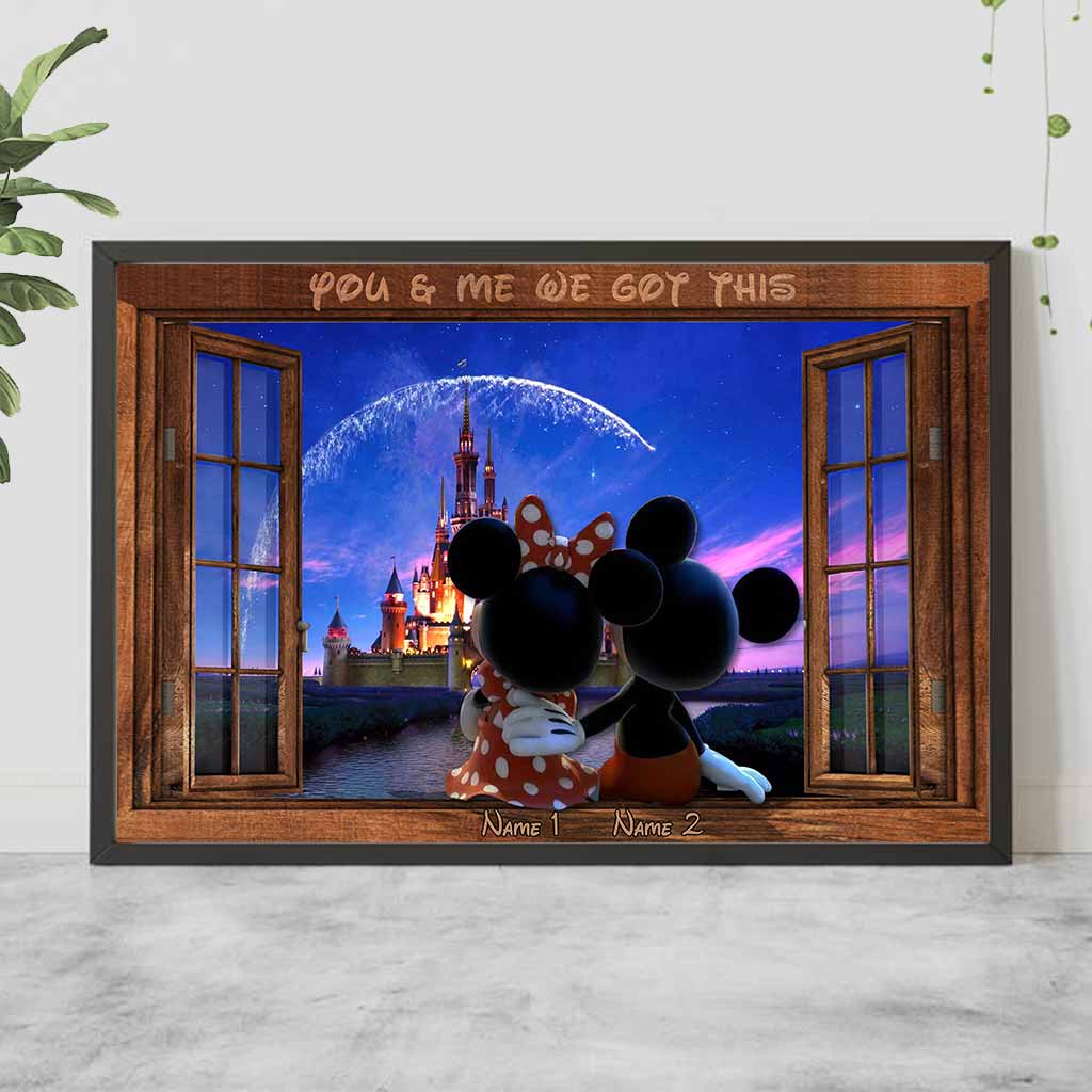 Personalized Mouse Poster Custom Names Gift for Couples Canvas and Poster GradoCreations