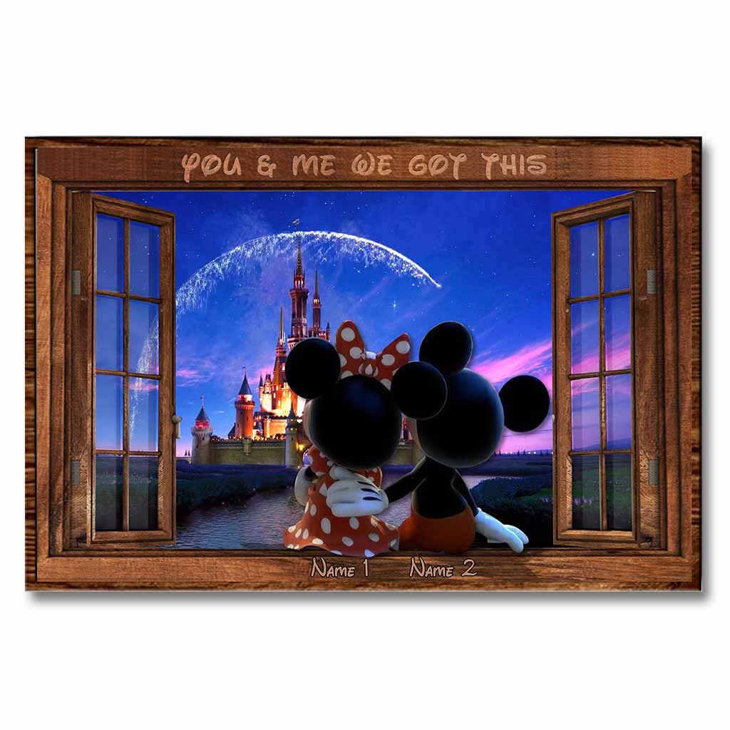 Personalized Mouse Poster Custom Names Gift for Couples Canvas and Poster GradoCreations