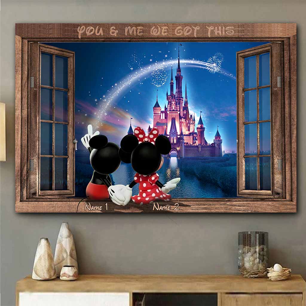 Personalized Mickey & Minnie Mouse Poster Gift for Couples Canvas and Poster GradoCreations