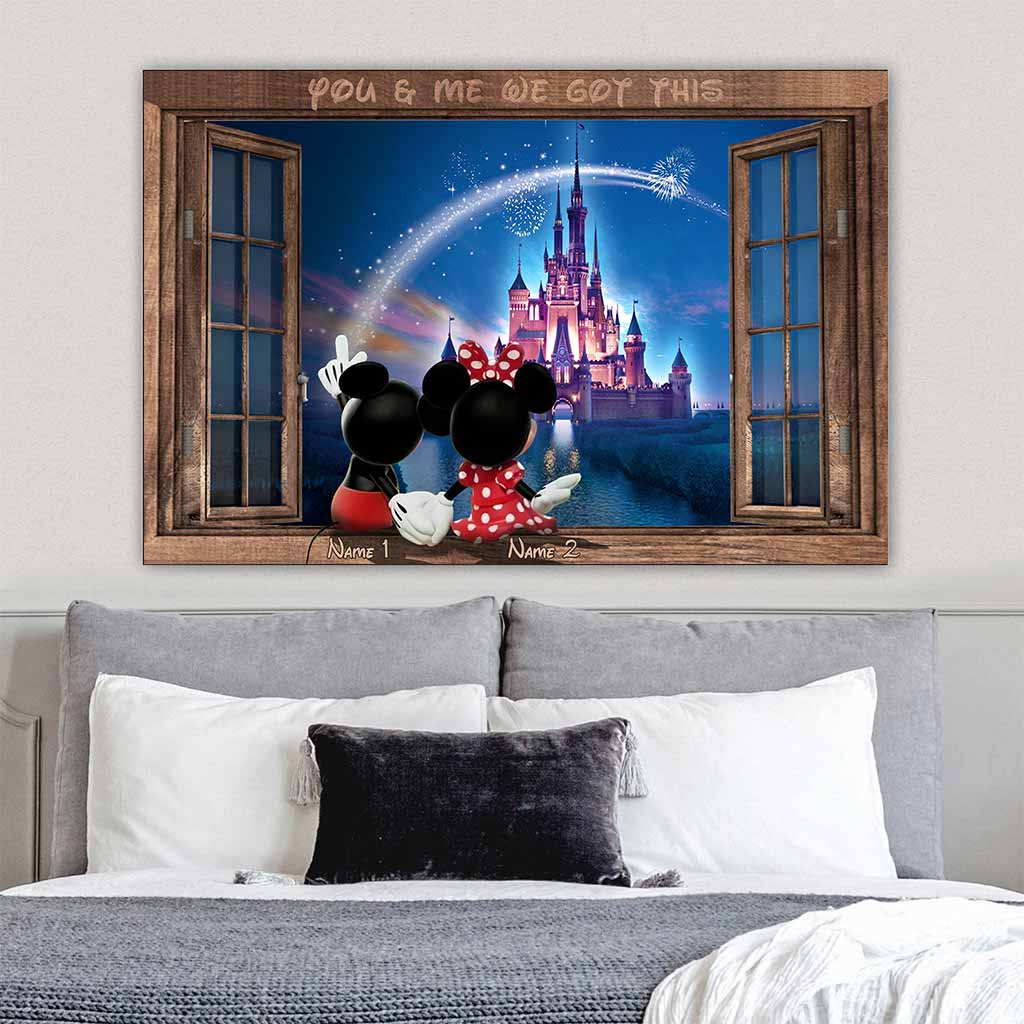 Personalized Mickey & Minnie Mouse Poster Gift for Couples Canvas and Poster GradoCreations