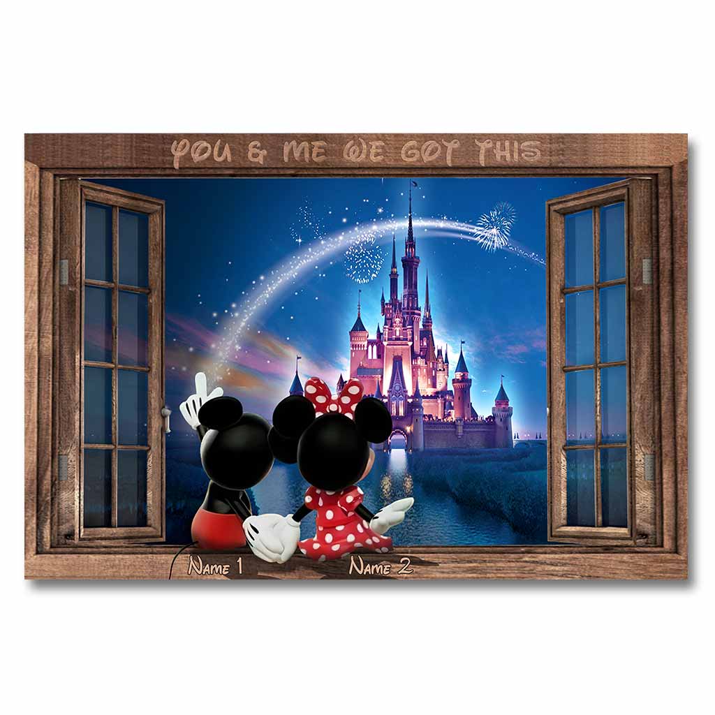 Personalized Mickey & Minnie Mouse Poster Gift for Couples Canvas and Poster GradoCreations