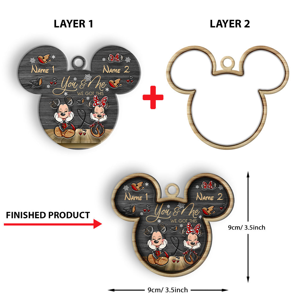 Personalized Christmas Mouse Wood Ornament Custom Names Gift Layered Wood Ornament GradoCreations