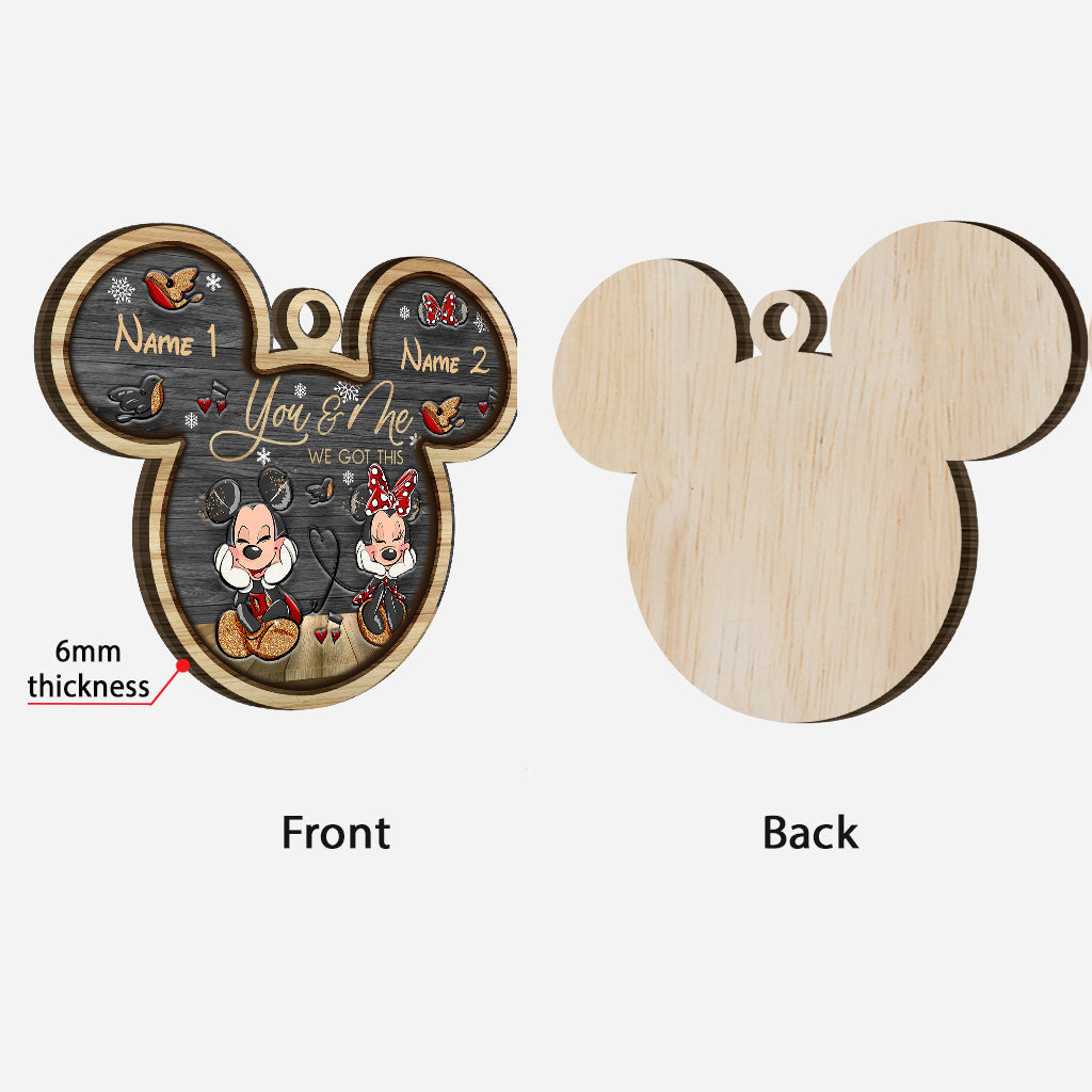 Personalized Christmas Mouse Wood Ornament Custom Names Gift Layered Wood Ornament GradoCreations