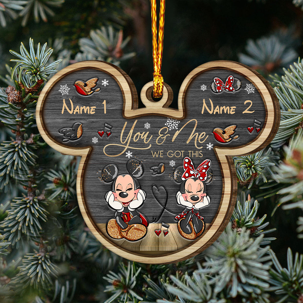 Personalized Christmas Mouse Wood Ornament Custom Names Gift Layered Wood Ornament GradoCreations