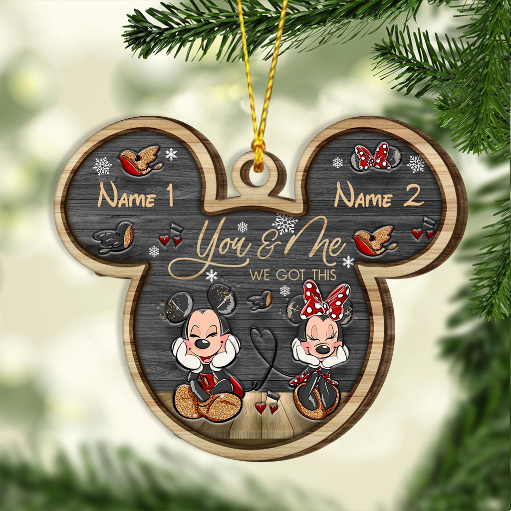 Personalized Christmas Mouse Wood Ornament Custom Names Gift Layered Wood Ornament GradoCreations