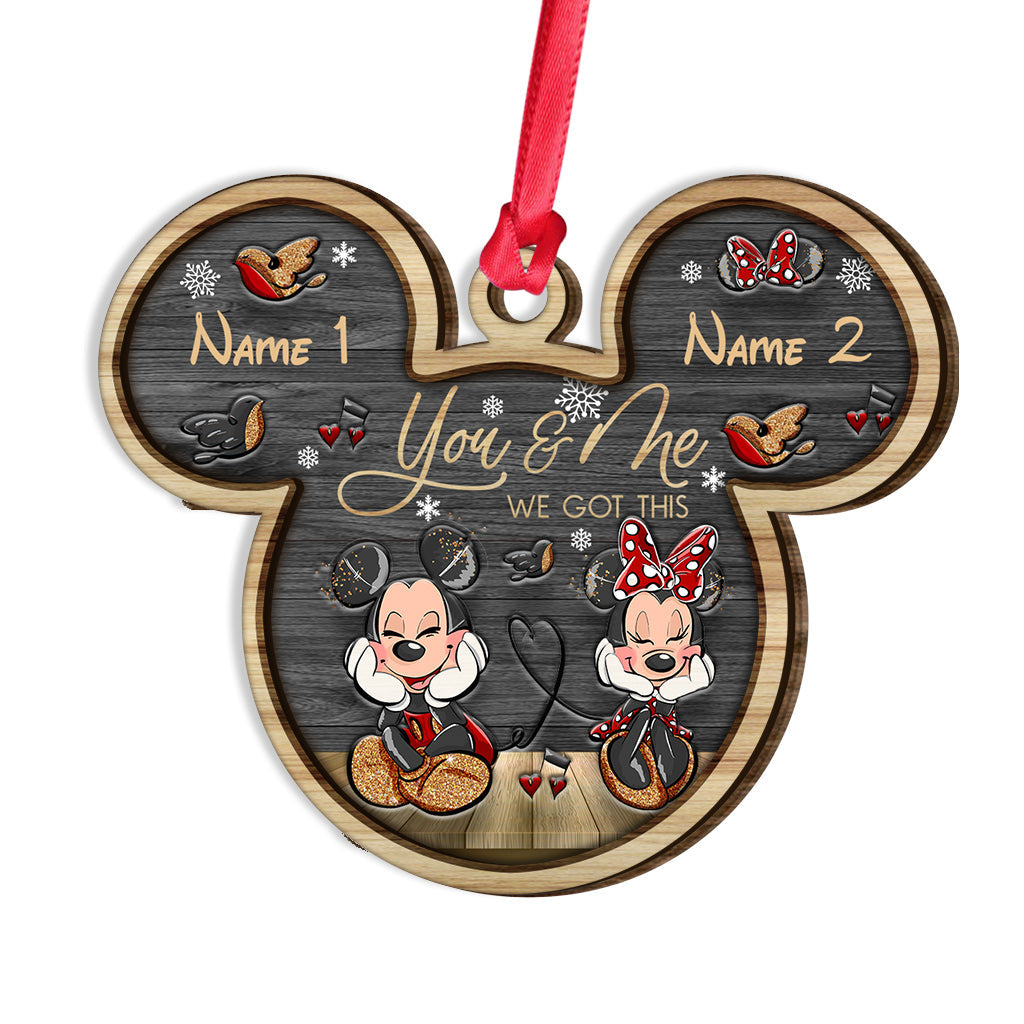 Personalized Christmas Mouse Wood Ornament Custom Names Gift Layered Wood Ornament GradoCreations