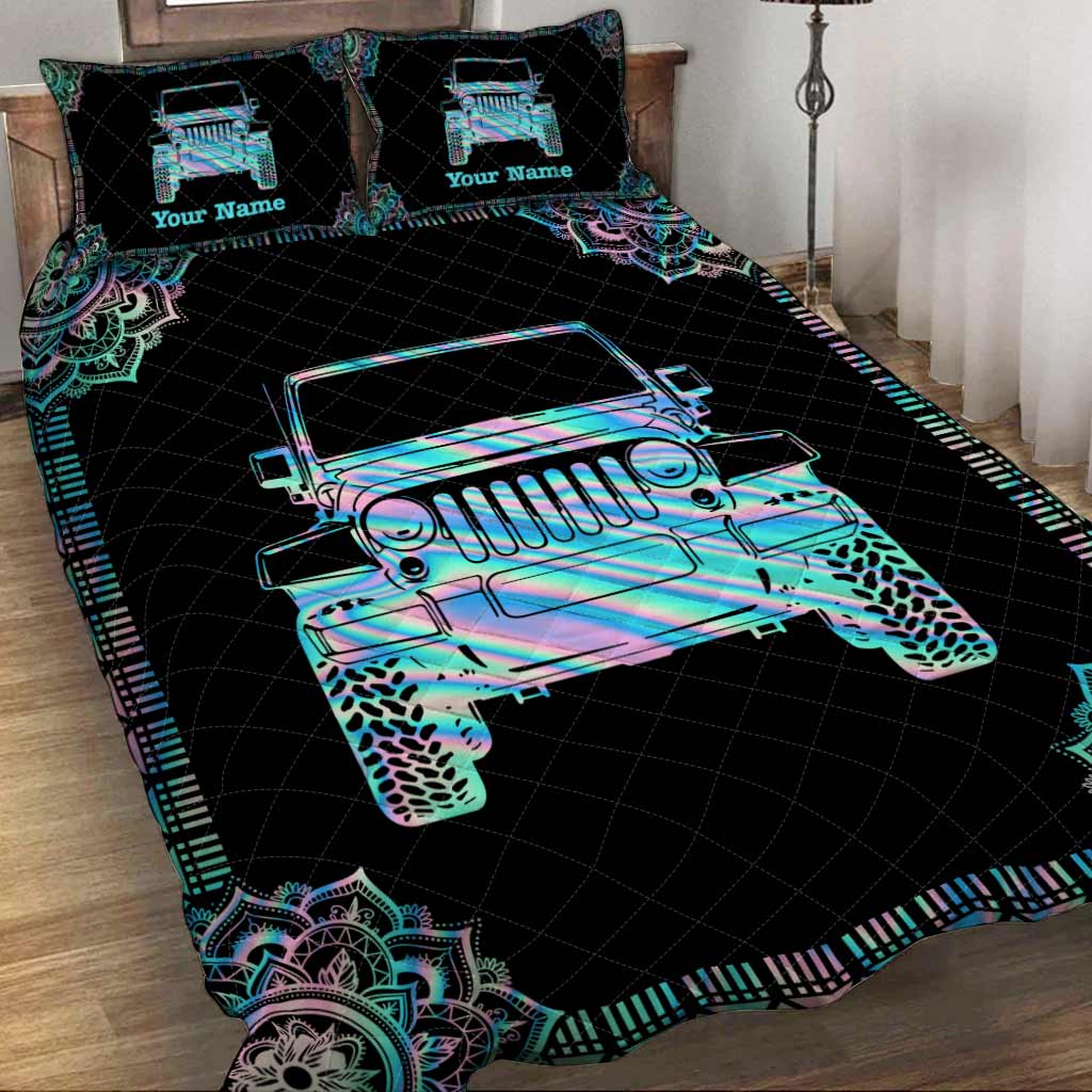 Personalized Jeep Quilt Set Custom Name Gift for Dad Quilt Set GradoCreations