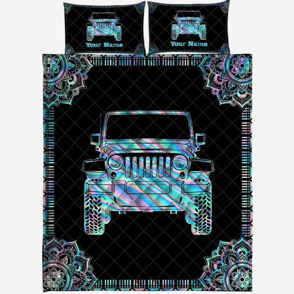 Personalized Jeep Quilt Set Custom Name Gift for Dad Quilt Set GradoCreations