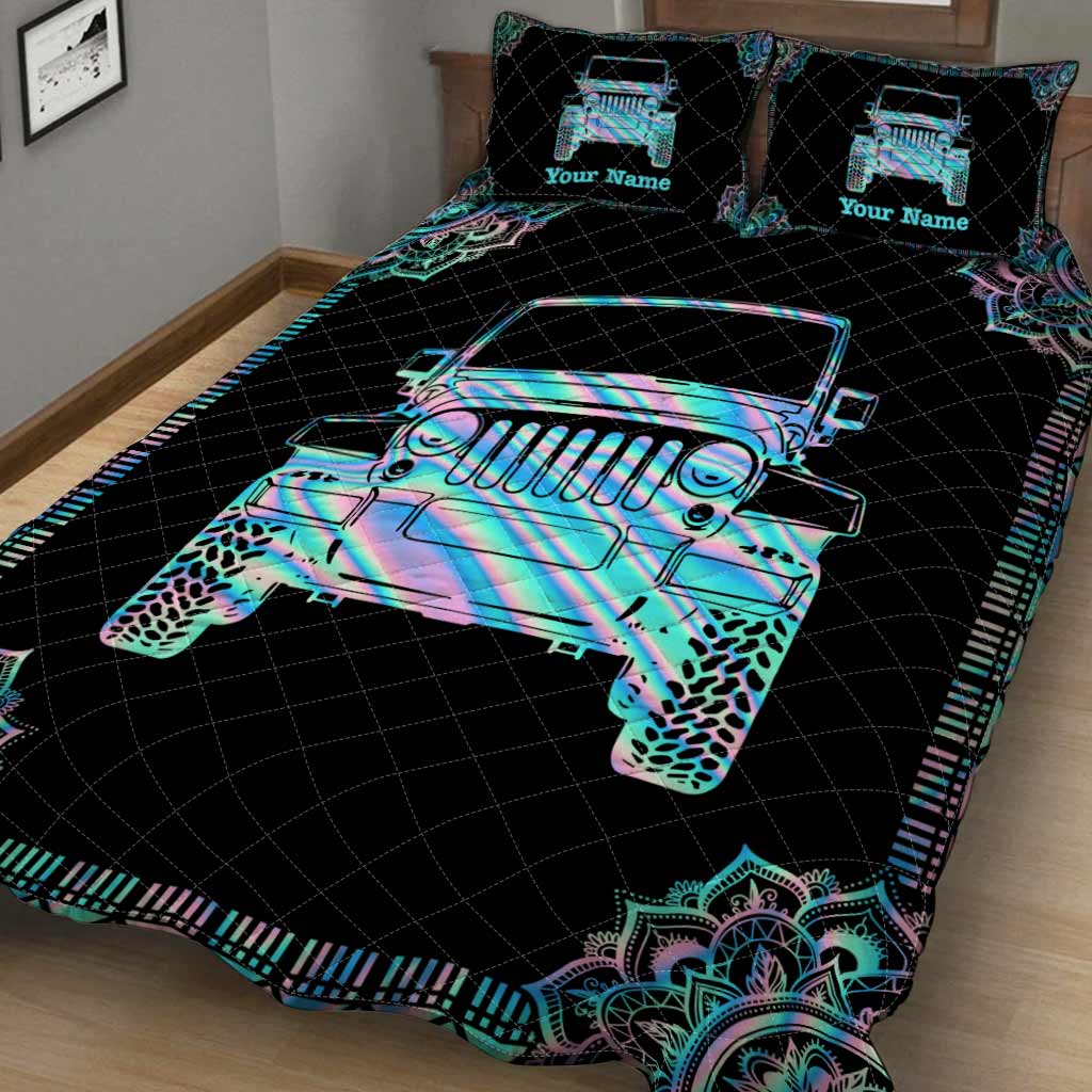 Personalized Jeep Quilt Set Custom Name Gift for Dad Quilt Set GradoCreations