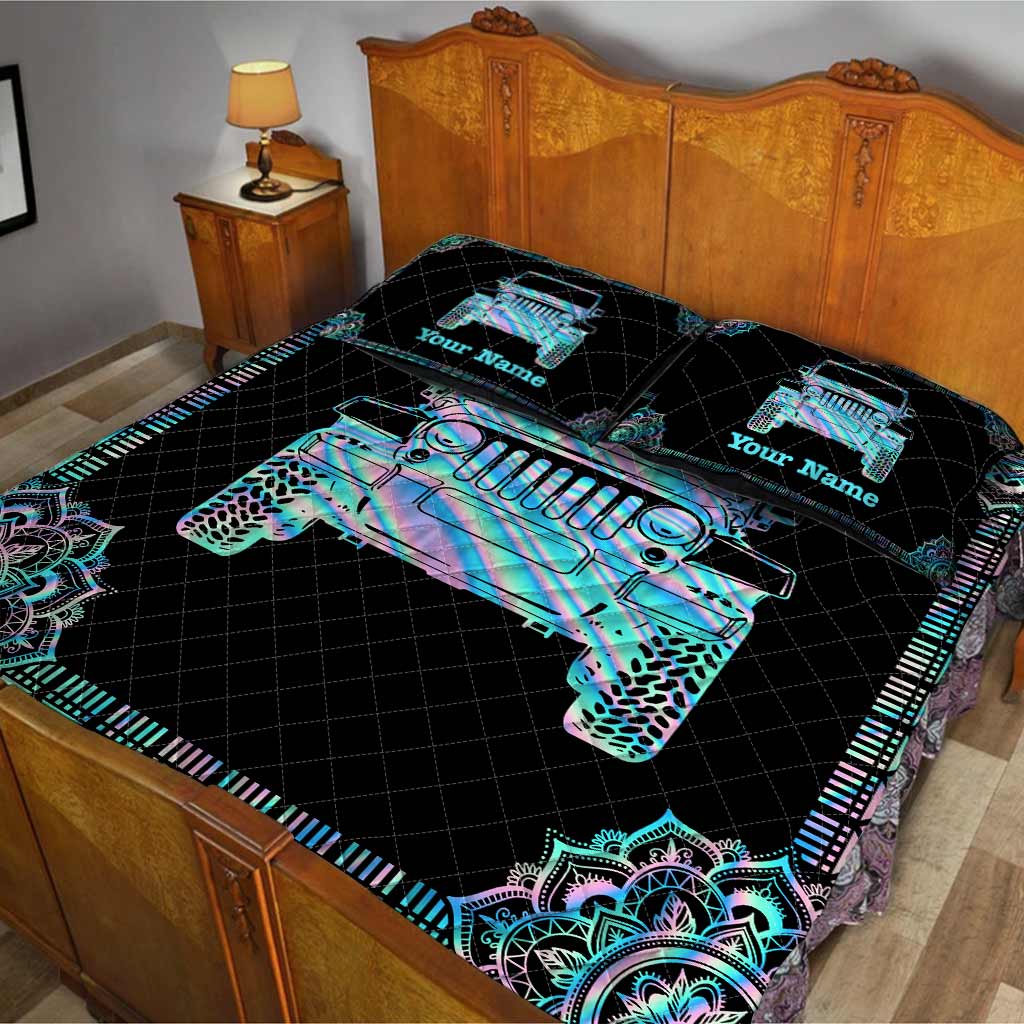 Personalized Jeep Quilt Set Custom Name Gift for Dad Quilt Set GradoCreations