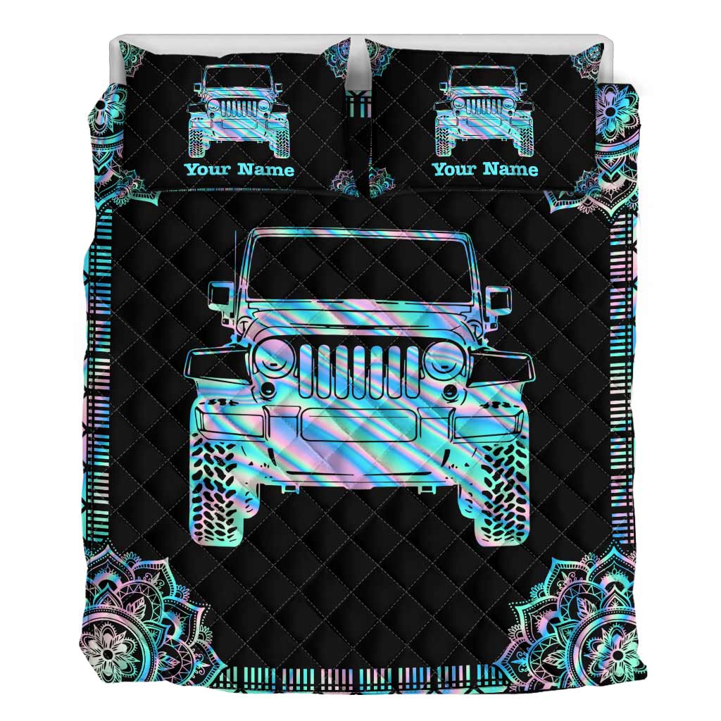 Personalized Jeep Quilt Set Custom Name Gift for Dad Quilt Set GradoCreations