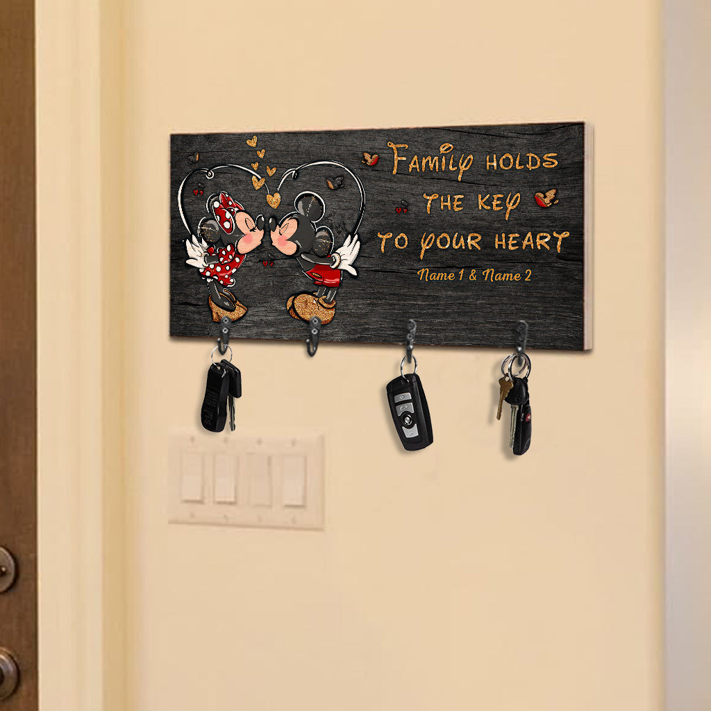 Personalized Family Key Rack with Hooks | Custom Name Sign Gift Key Rack GradoCreations