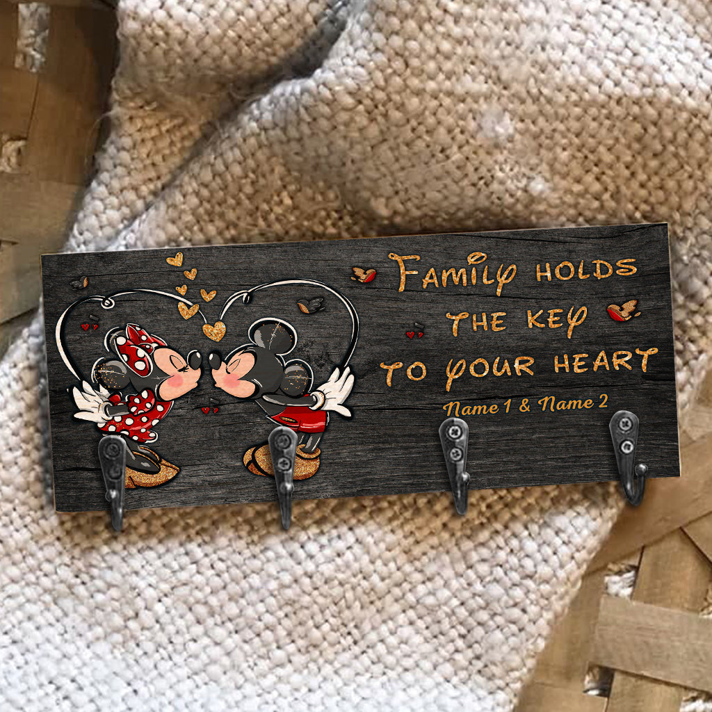 Personalized Family Key Rack with Hooks | Custom Name Sign Gift Key Rack GradoCreations
