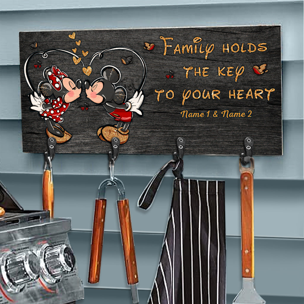 Personalized Family Key Rack with Hooks | Custom Name Sign Gift Key Rack GradoCreations