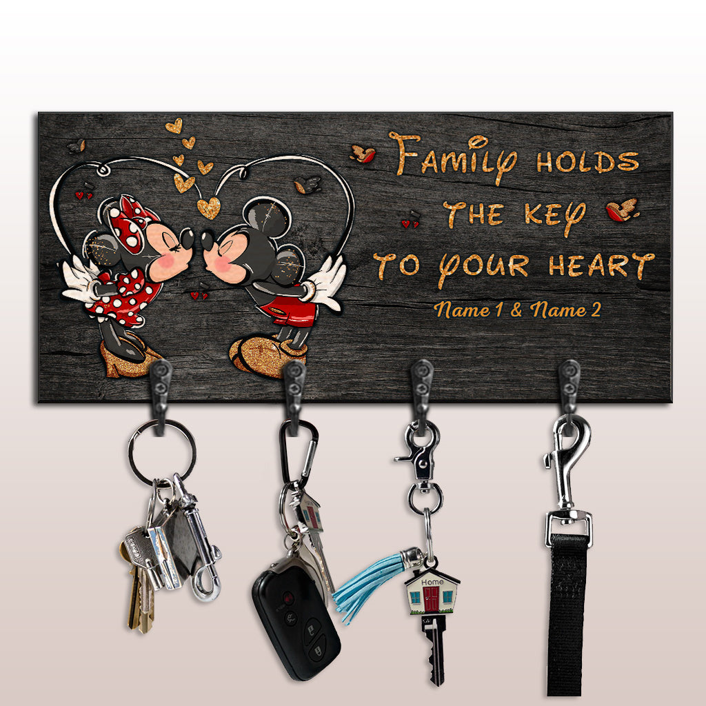 Personalized Family Key Rack with Hooks | Custom Name Sign Gift Key Rack GradoCreations
