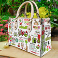 Personalized Christmas Leather Handbag with Grinch Design Gift for Her Leather Handbag GradoCreations