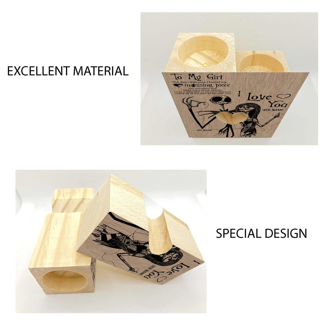 Personalized Tung Wood Candle Holder for Couples | Unique Love Gift Candle Holder GradoCreations