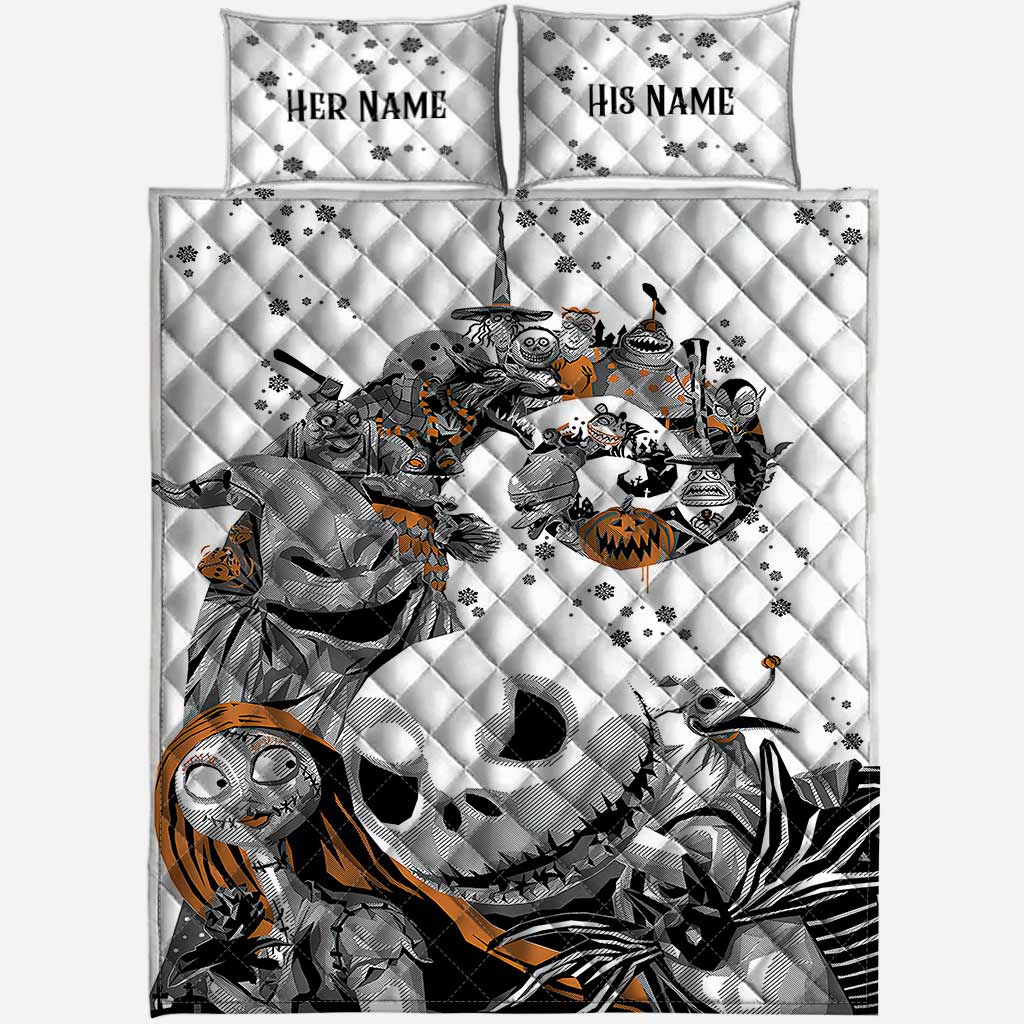 Personalized Nightmare Quilt Set for Couples | Halloween Gift Quilt Set GradoCreations