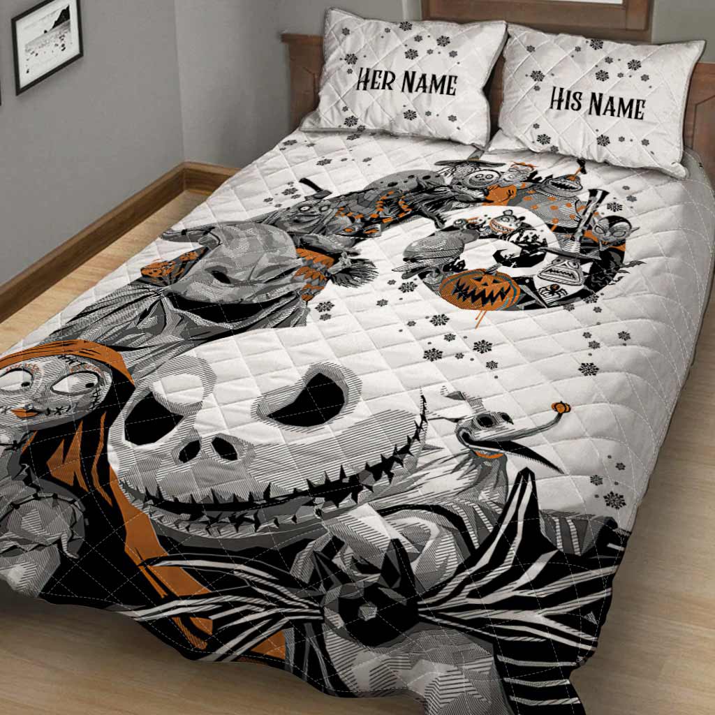 Personalized Nightmare Quilt Set for Couples | Halloween Gift Quilt Set GradoCreations