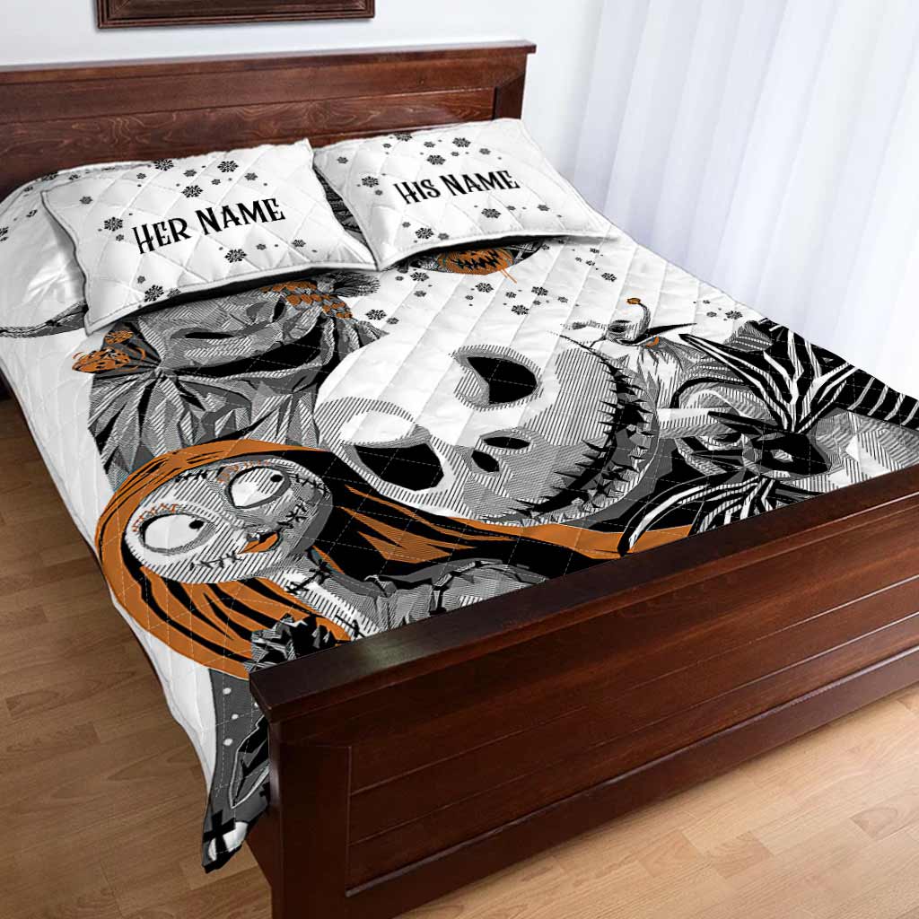 Personalized Nightmare Quilt Set for Couples | Halloween Gift Quilt Set GradoCreations