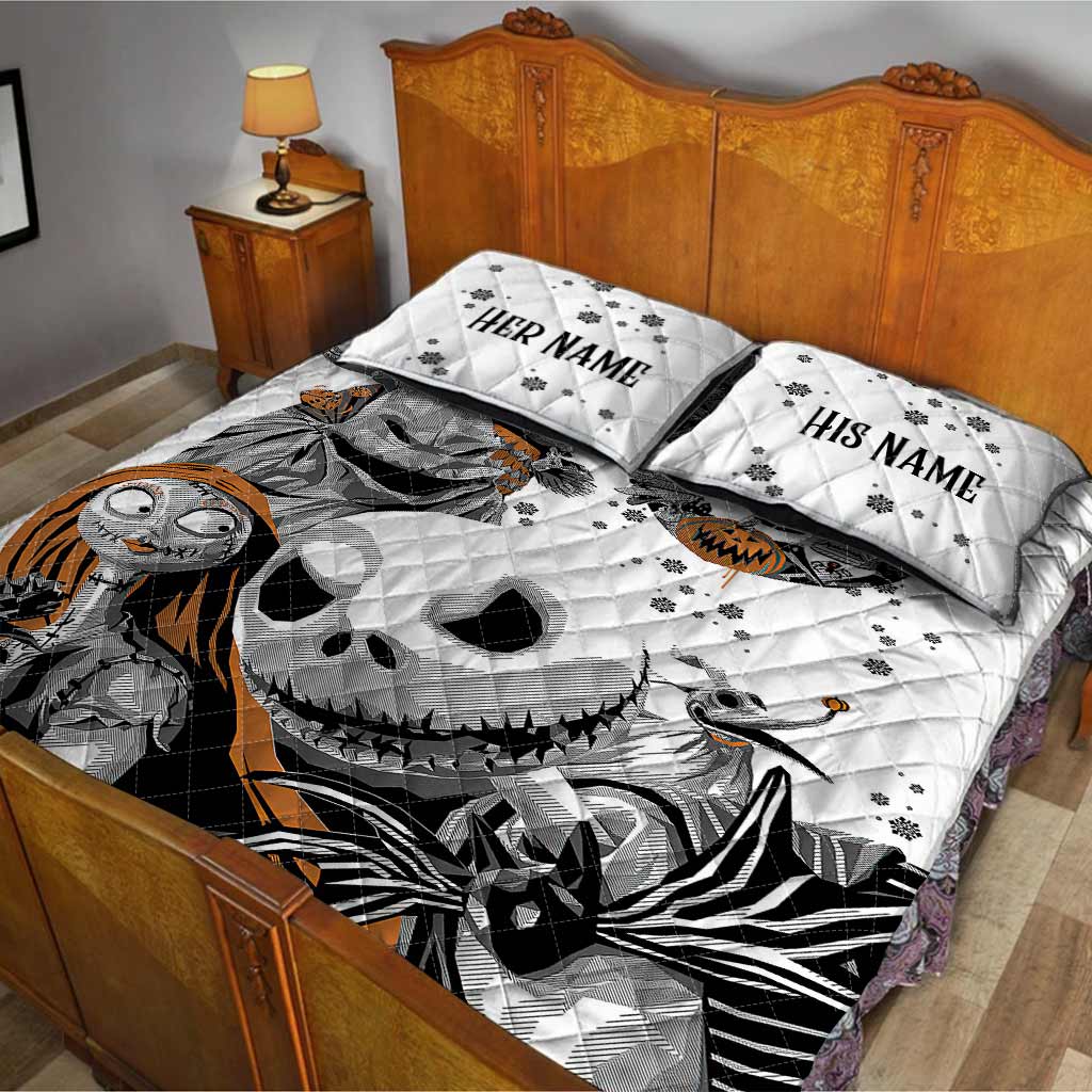 Personalized Nightmare Quilt Set for Couples | Halloween Gift Quilt Set GradoCreations